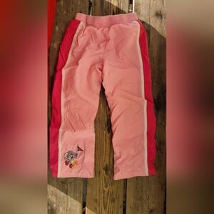 NICKOLEODEON SZ 5 VGUC BABY PINK w/ DORA & BOOTS aplique lined swishy pants 2005